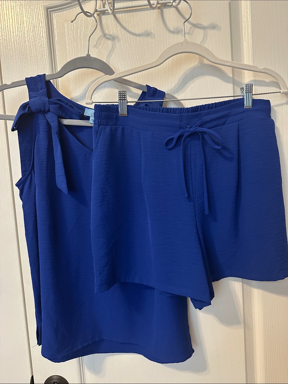 CeCe Cobalt Blue Tie-Shoulder Tank with Drawstring Shorts